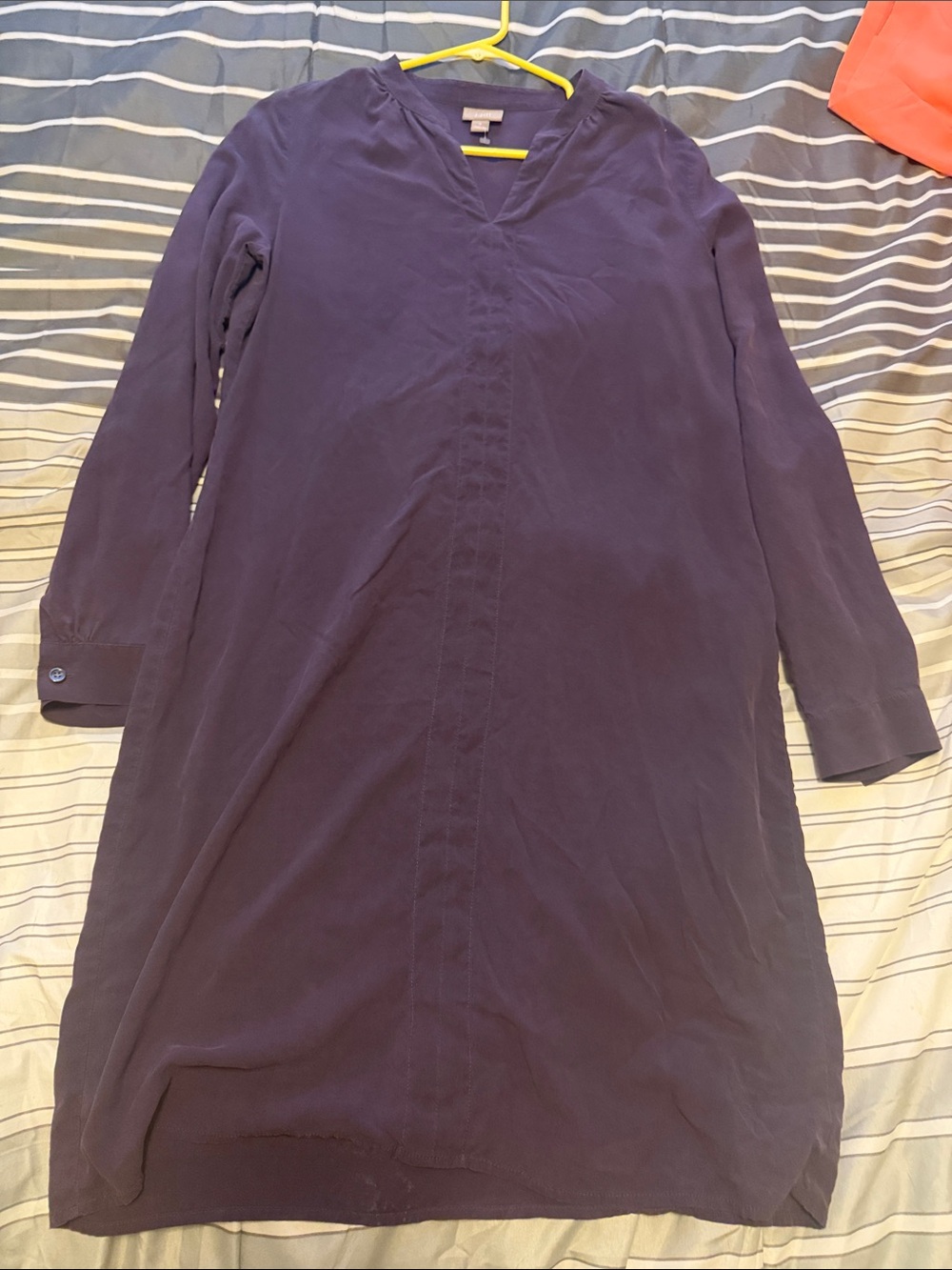 J. Jill Deep Purple Long-Sleeve Tunic Button-Down Shirt